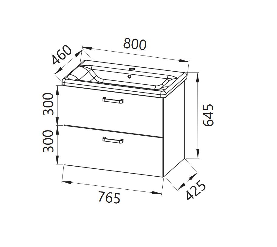 Шкаф за баня Evelin OUE II/2 – 55, 65, 80 - AVE Ceramica