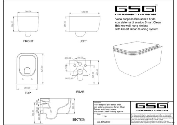 Окачена тоалетна чиния GSG BRIO – бял гланц, с функция SmartClean - GSG Ceramic Design -  AVE Ceramica