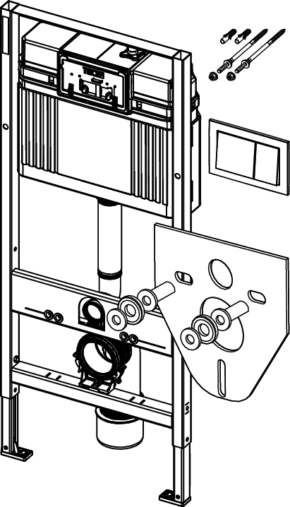 Промо! Комплект тоалетна чиния GSG HIT! бял гланц + структура за вграждане TECEbase + бутон TECEbase в хром - AVE Ceramica