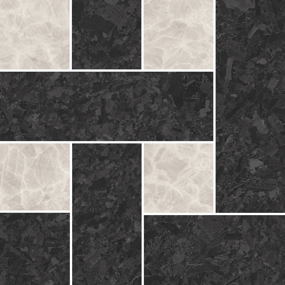 Гранитогрес Meteorite Mosaico Chesterfield Nero/Bianco Nat 30×30 - AVE Ceramica