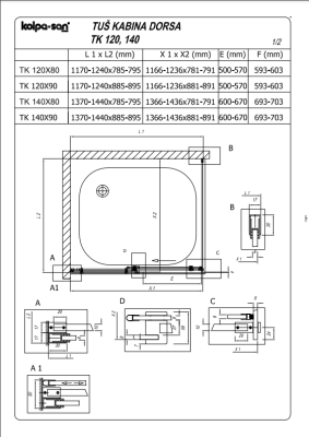 Душ кабина Dorsa TK 120х90/K -UNI - Душ кабини -  AVE Ceramica