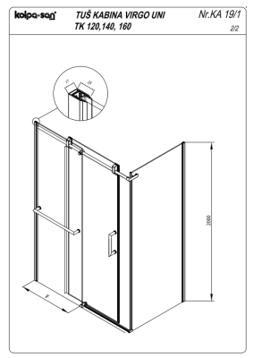 Душ кабина Virgo TK 120×90/K BLACK -UNI - Душ кабини -  AVE Ceramica