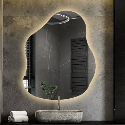 Огледала за баня - Огледало с органична форма и LED подсветка – STONE - AVE Ceramica