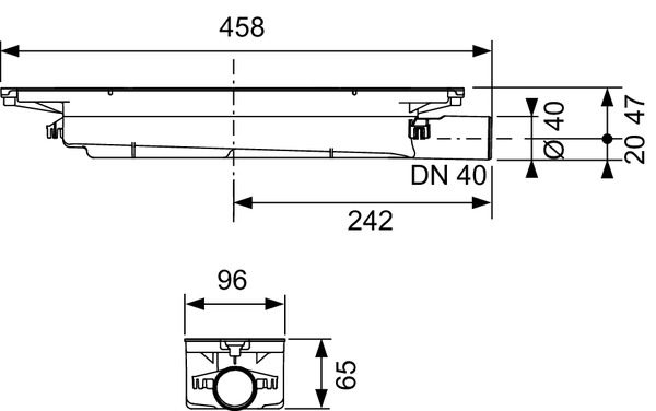 Сифон за Drainprofile, DN 40, монтажна дълбочина 65 мм - TECE -  AVE Ceramica