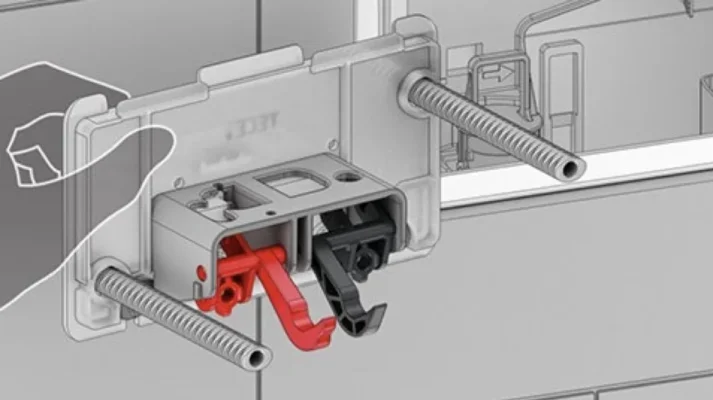 Комплект палци за управление на изпускащия клапан с шина за закрепване към блендата на казанчето - Shop -  AVE Ceramica