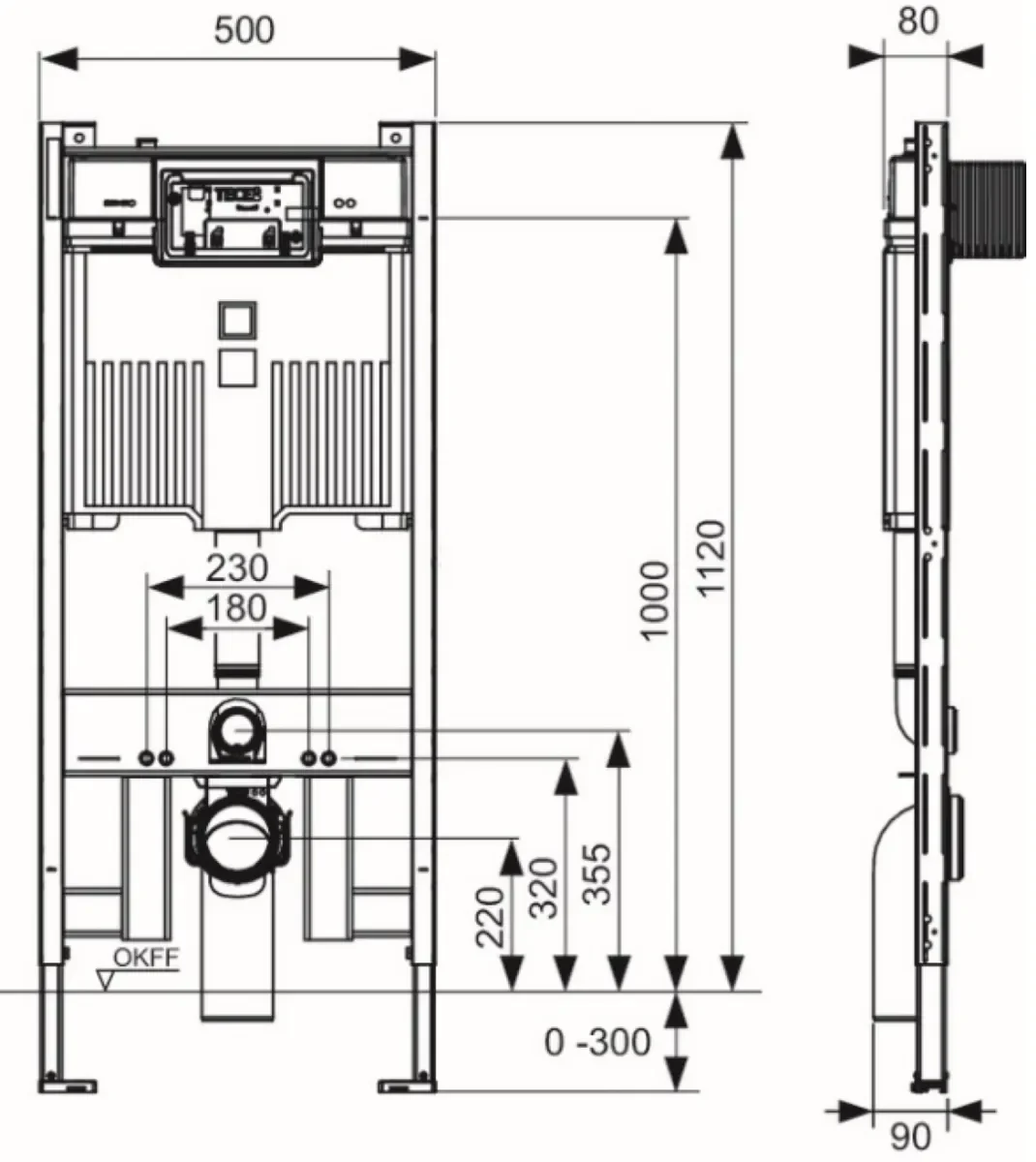 Структура за вграждане с казанче Octa II, 8см. - AVE Ceramica