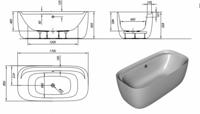 Вана за баня свободностояща LUх-FS 170х85 - Вани за баня -  AVE Ceramica